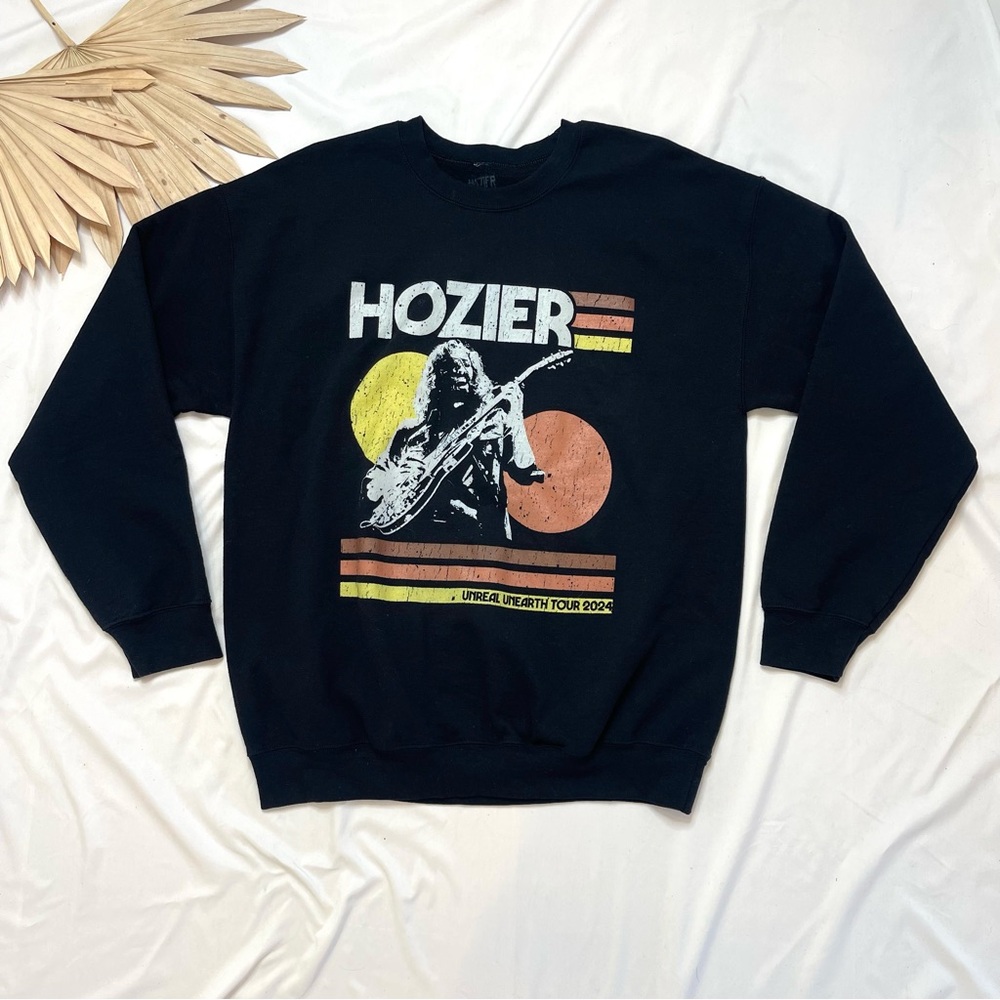 Hozier Unreal Unearth Tour 2024 Black Yellow Concert Date Pullover Sweatshirt